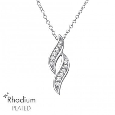 Rhodium - cirkónia köves ezüst nyaklánc